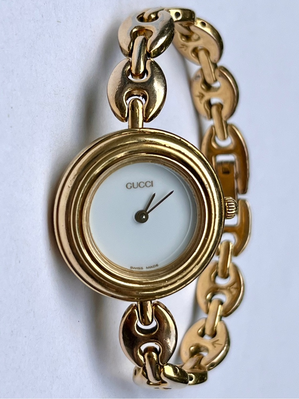 Vintage Gucci 11/12.2 Interchangeable Bezel Watch Mariner Link Chain 1100L